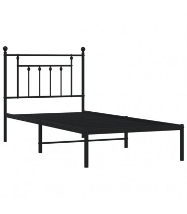 vidaXL Metal Bed Frame without Mattress with Headboard Black 80x200cm — Size: 80 x 200 cm — V0671964885