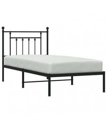 vidaXL Metal Bed Frame without Mattress with Headboard Black 80x200cm — Size: 80 x 200 cm — V0671964885