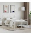 vidaXL Bed Frame | White | Powder-Coated Steel | 120x200 cm | Bed Frame — Size: 120 x 200 cm, Model: with headboard & footboard