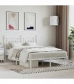 vidaXL Bed Frame | White | Powder-Coated Steel | Double | Bed Frame — Size: 140 x 190 cm, Model: with headboard