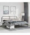vidaXL Bed Frame | Black | Powder-Coated Steel | Double | Bed Frame — Size: 193 x 203 cm, Model: with headboard — V0671964901