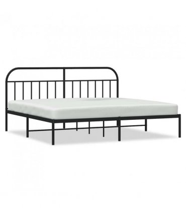 vidaXL Bed Frame | Black | Powder-Coated Steel | Double | Bed Frame — Size: 193 x 203 cm, Model: with headboard — V0671964901
