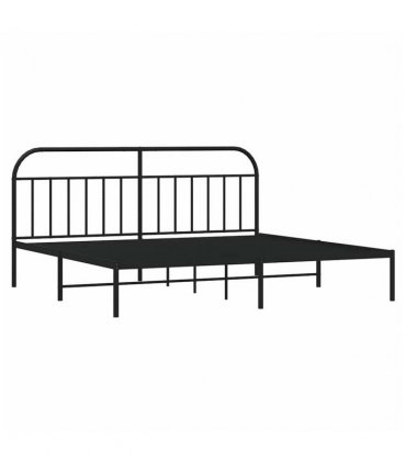 vidaXL Bed Frame | Black | Powder-Coated Steel | Double | Bed Frame — Size: 193 x 203 cm, Model: with headboard — V0671964901