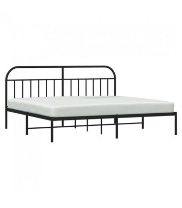 vidaXL Bed Frame | Black | Powder-Coated Steel | Double | Bed Frame — Size: 193 x 203 cm, Model: with headboard — V0671964901