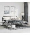vidaXL Bed Frame | Black | Powder-Coated Steel | Double-sized | Bed Fram — Size: 193 x 203 cm, Model: with headboard & footboard