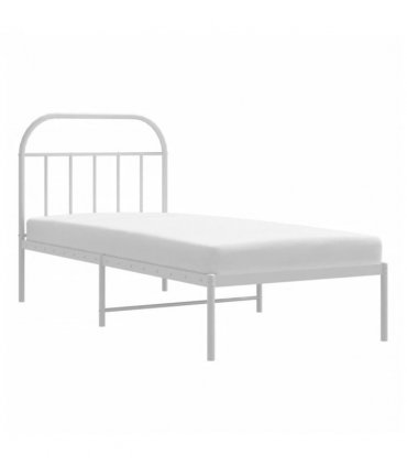 vidaXL Metal Bed Frame without Mattress with Headboard White 90x190cm — Size: 90 x 190 cm — V0671964905