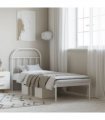 vidaXL Metal Bed Frame without Mattress with Headboard White 75x190cm — Size: 75 x 190 cm — V0671964907
