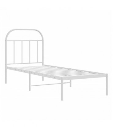 vidaXL Metal Bed Frame without Mattress with Headboard White 75x190cm — Size: 75 x 190 cm — V0671964907