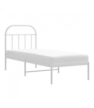 vidaXL Metal Bed Frame without Mattress with Headboard White 75x190cm — Size: 75 x 190 cm — V0671964907
