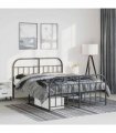 vidaXL Metal Bed Frame without Mattress with Footboard Bla — Size: 135 x 190 cm, Model: with headboard & footboard — V0671964908