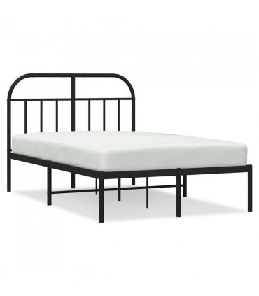 vidaXL Bed Frame | Black | Powder-Coated Steel | 120 x 200 cm | Durable — Model: with headboard