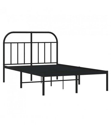 vidaXL Bed Frame | Black | Powder-Coated Steel | 120 x 200 cm | Durable — Model: with headboard