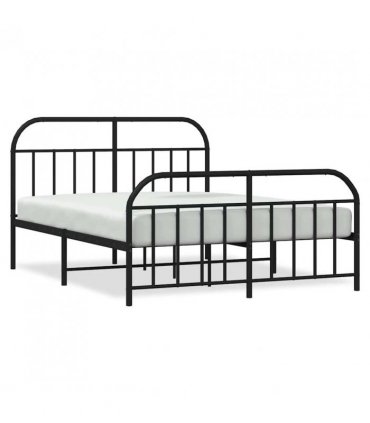 vidaXL Metal Bed Frame without Mattress with Footboard Bla — Size: 180 x 200 cm, Model: with headboard & footboard — V0671964927