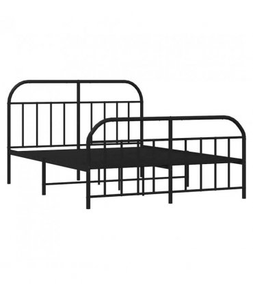 vidaXL Metal Bed Frame without Mattress with Footboard Bla — Size: 180 x 200 cm, Model: with headboard & footboard — V0671964927