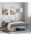 vidaXL Metal Bed Frame without Mattress with Headboard White 150x200cm — Size: 150 x 200 cm — V0671964933