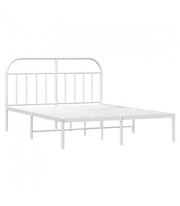 vidaXL Metal Bed Frame without Mattress with Headboard White 150x200cm — Size: 150 x 200 cm — V0671964933