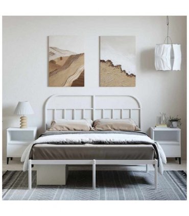 vidaXL Metal Bed Frame without Mattress with Headboard White 150x200cm — Size: 150 x 200 cm — V0671964933