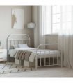 vidaXL Metal Bed Frame without Mattress with Footboard Whit — Size: 90 x 190 cm, Model: with headboard & footboard — V0671964944