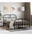 vidaXL Bed Frame | Black | Powder-Coated Steel | 120x190 cm | Bed Frame — Size: 120 x 190 cm, Model: with headboard & footboard