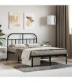 vidaXL Bed Frame | Black | Steel | Small Double | Bed Frame | Rectangular — Size: 120 x 190 cm, Model: with headboard