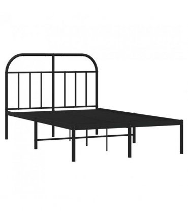 vidaXL Bed Frame | Black | Steel | Small Double | Bed Frame | Rectangular — Size: 120 x 190 cm, Model: with headboard