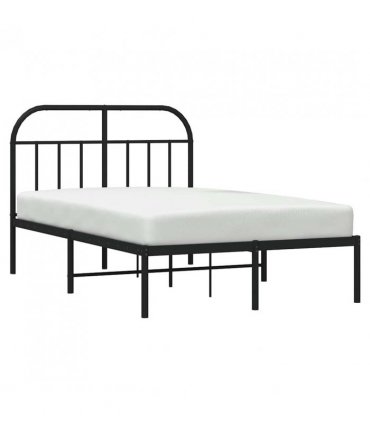 vidaXL Bed Frame | Black | Steel | Small Double | Bed Frame | Rectangular — Size: 120 x 190 cm, Model: with headboard