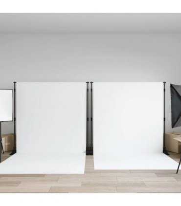 vidaXL Backdrop Stands 2 pcs Black 254x243 cm Steel — Size: 254 x 243 cm (2 pcs)