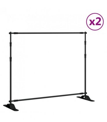 vidaXL Backdrop Stands 2 pcs Black 254x243 cm Steel — Size: 254 x 243 cm (2 pcs)