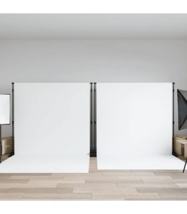 vidaXL Backdrop Stands 2 pcs Black 305x243 cm Steel — Size: 305 x 243 cm (2 pcs)