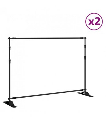 vidaXL Backdrop Stands 2 pcs Black 305x243 cm Steel — Size: 305 x 243 cm (2 pcs)
