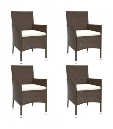 vidaXL 5 Piece Garden Bistro Set with Cushions Brown Poly Rattan