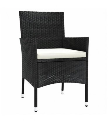 vidaXL 5 Piece Garden Bistro Set with Cushions Black Poly Rattan