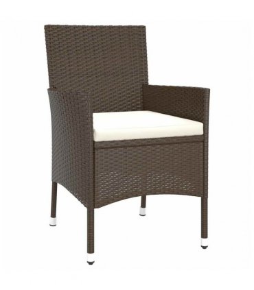 vidaXL 9 Piece Garden Dining Set with Cushions Brown Poly Rattan — Size: 190 cm table length