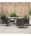 vidaXL 5 Piece Garden Dining Set with Cushions Brown Poly Rattan — Size: 150 cm table length