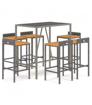 vidaXL Garden Bar Set | Grey — Size: 110 cm table length