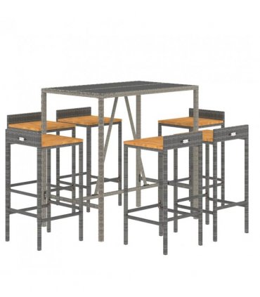 vidaXL Garden Bar Set | Grey — Size: 110 cm table length