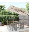 vidaXL Garden Bar Set | Grey | PE Rattan, Solid Acacia Wood, Powder-Coated Steel — Size: 180 cm table length