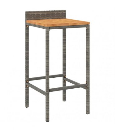 vidaXL Garden Bar Set | Grey | PE Rattan, Solid Acacia Wood, Powder-Coated Steel — Size: 180 cm table length