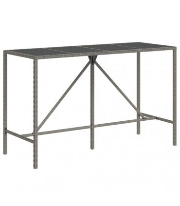 vidaXL Garden Bar Set | Grey | PE Rattan, Solid Acacia Wood, Powder-Coated Steel — Size: 180 cm table length