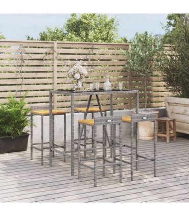 vidaXL Garden Bar Set | Grey — Size: 110 cm table length — V0671964992