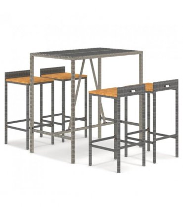 vidaXL Garden Bar Set | Grey — Size: 110 cm table length — V0671964992