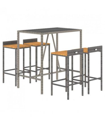 vidaXL Garden Bar Set | Grey — Size: 110 cm table length — V0671964992
