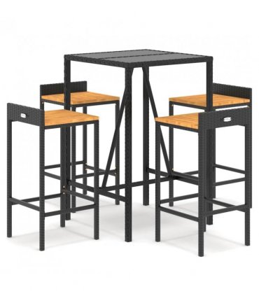 vidaXL Garden Bar Set | Black — Size: 70 cm table length