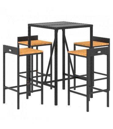 vidaXL Garden Bar Set | Black — Size: 70 cm table length