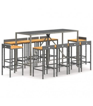 vidaXL Garden Bar Set | Grey — Size: 180 cm table length
