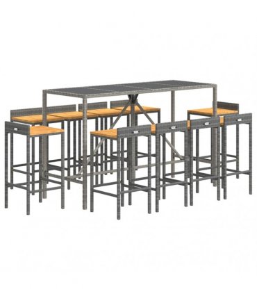 vidaXL Garden Bar Set | Grey — Size: 180 cm table length