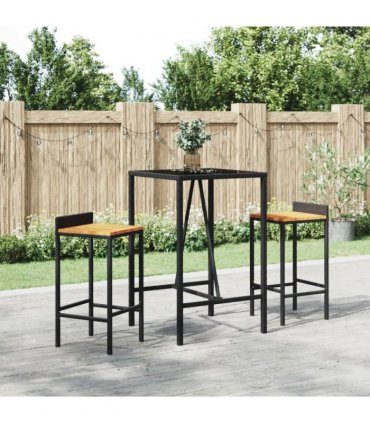 vidaXL Garden Bar Set | Black — Size: 70 cm table length — V0671964996