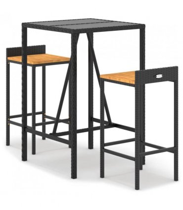 vidaXL Garden Bar Set | Black — Size: 70 cm table length — V0671964996