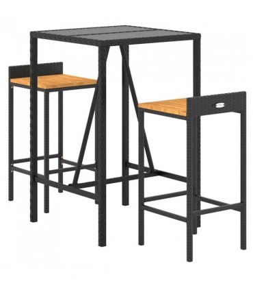 vidaXL Garden Bar Set | Black — Size: 70 cm table length — V0671964996
