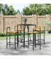 vidaXL Garden Bar Set | Black | PE rattan | Medium | Footrest | Garden Bar Set — Size: 70 cm table length